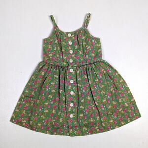 Ralph Lauren Sundress Girls Sz 2T Green Floral Strappy Rose Girly Preppy